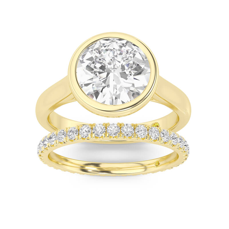 Secret Kiss Lab Grown Round Diamond Engagement Ring with the Envoi Wedding Band | 14K Yellow Gold 2 ct. tw.