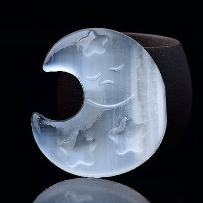 Crescent Moon with Star Natural Selenite Figurines