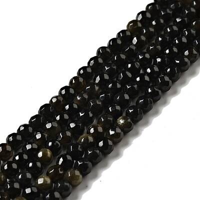 Natural Golden Sheen Obsidian Beads Strands