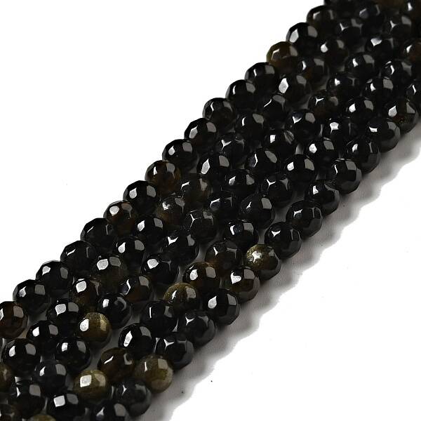 Natural Golden Sheen Obsidian Beads Strands
