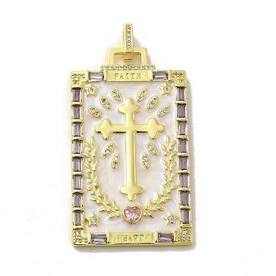 Brass Micro Pave Cubic Zirconia Pendants with Enamel