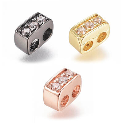Brass Micro Pave Cubic Zirconia Slide Charms
