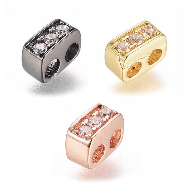 Brass Micro Pave Cubic Zirconia Slide Charms