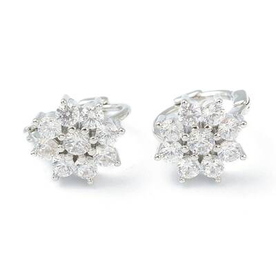 Brass Micro Pave Clear Cubic Zirconia Huggie Hoop Earrings