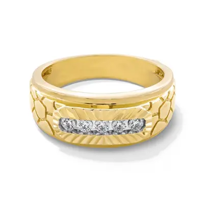 10K Gold 0.25 CT. T.W Lab Created Diamond Custom Wedding Ring for Men D Color VVS1-VS1 Clarity 3EX
