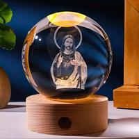 【 Glow Crystal Ball】3D Jesus Nativity LED Night Light w/ Wooden Base Perfect Christian Home Decor & Unique Gift for Teens...
