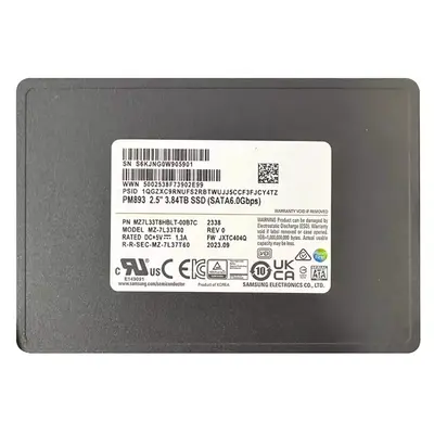 MZ7L33T8HBLT-00B7C Samsung Enterprise PM893 Series 3.84TB Triple-Level Cell  SATA 6GB/s V-NAND 7mm 2.5-inch Solid State Drive