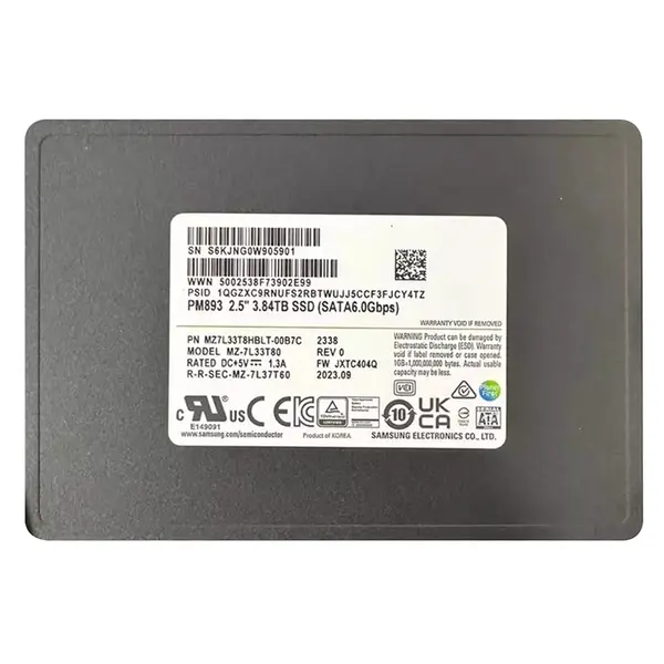 MZ7L33T8HBLT-00B7C Samsung Enterprise PM893 Series 3.84TB Triple-Level Cell  SATA 6GB/s V-NAND 7mm 2.5-inch Solid State Drive