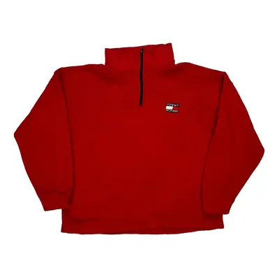 Made In Usa Tommy Hilfiger Spellout Fleece - 2XL Red Cotton Blend