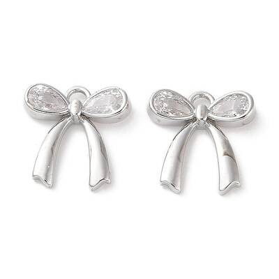 Brass Micro Pave Clear Cubic Zirconia Charms