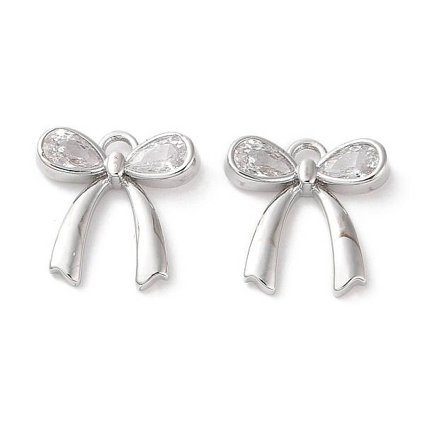 Brass Micro Pave Clear Cubic Zirconia Charms