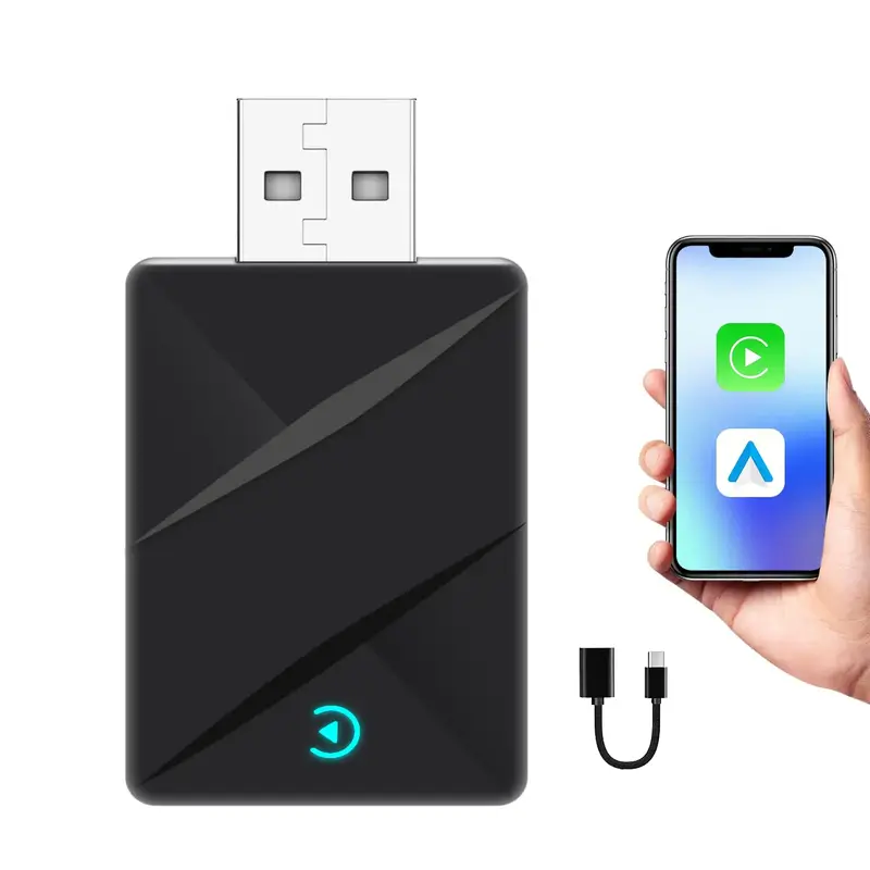 Wireless CarPlay Adapter for iPhone, Android Automatic 2-in-1 Fast&Stable Wireless Carplay Convert Wired to Wireless Apple Ca...