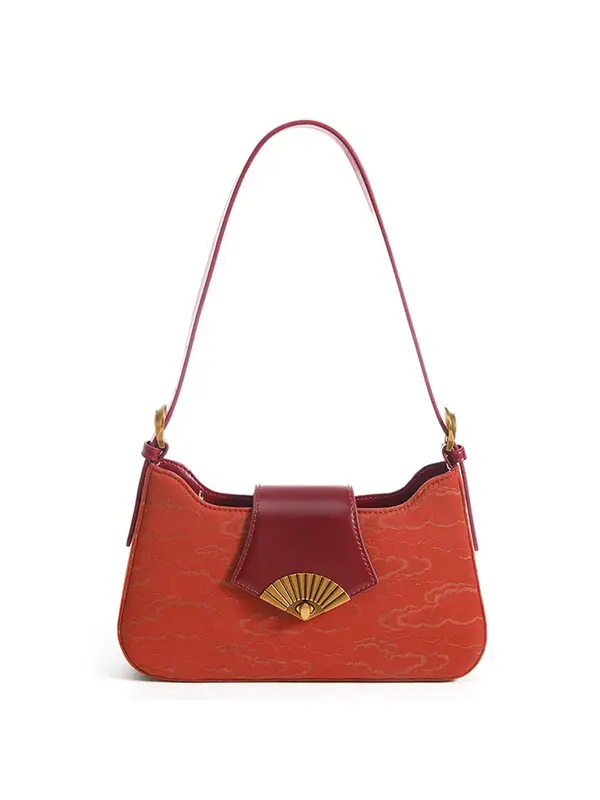Smting canvas baguette bag with Fan Lock