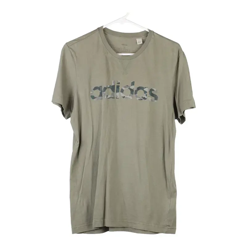 Adidas Spellout T-Shirt - Small Khaki Cotton