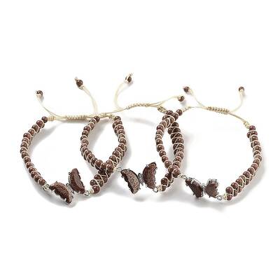 Synthetic Goldstone Braided Round Bead Bracelets