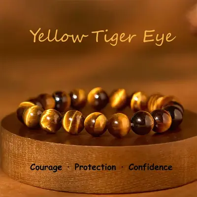 AAA Grade Yellow Tiger Eye Bracelet Natural Crystal for Courage Boost Energy Shield Wealth Protection Body Balance Spiritual ...