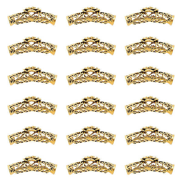 20Pcs Tibetan Style Alloy Curved Tube Beads