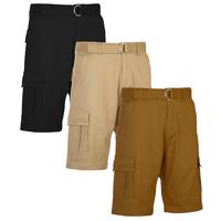 Men's 3-Pack Belted Cotton Cargo Shorts