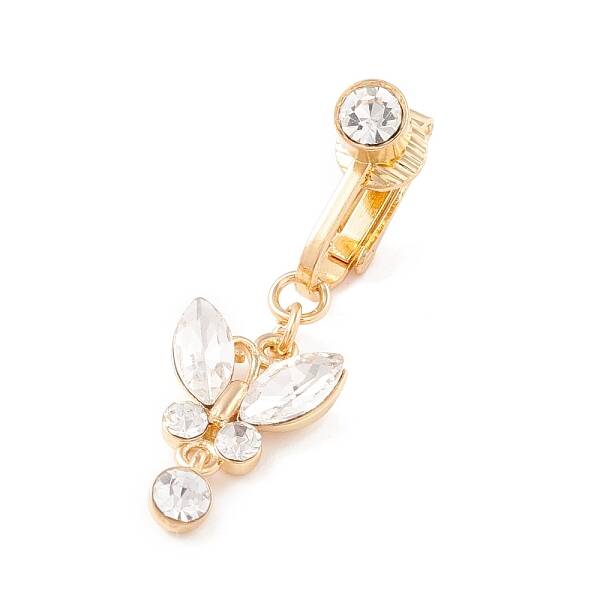 Crystal Rhinestone Butterfly Charm Belly Ring