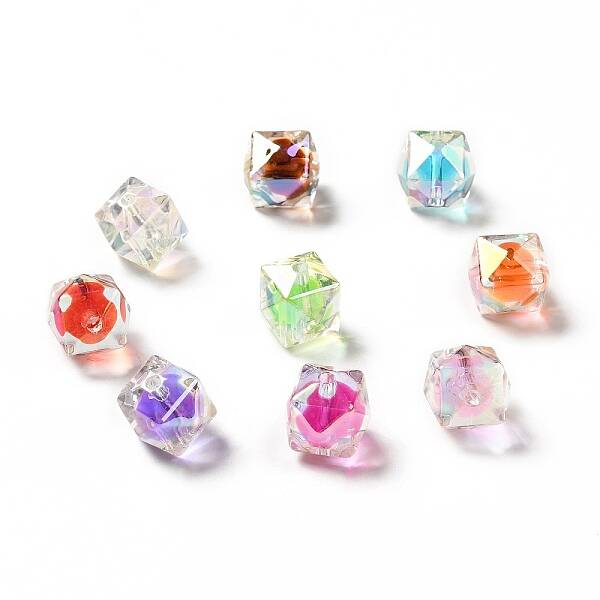 Two Tone UV Plating Rainbow Iridescent Acrylic Beads
