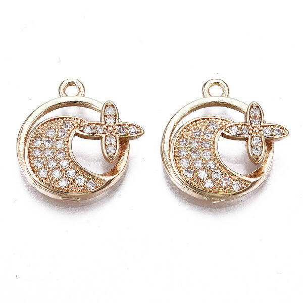 Brass Micro Pave Clear Cubic Zirconia Pendants