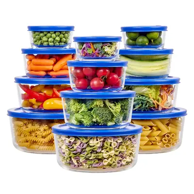 Vtopmart 12 Pack Glass Bowls with Lids, Round Food Storage Containers Airtight Utensils Meal Prep Leftovers Keeper Lunch Cont...