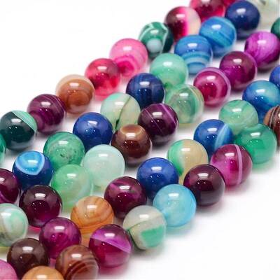 Natural Striped Agate/Banded Agate Bead Strands