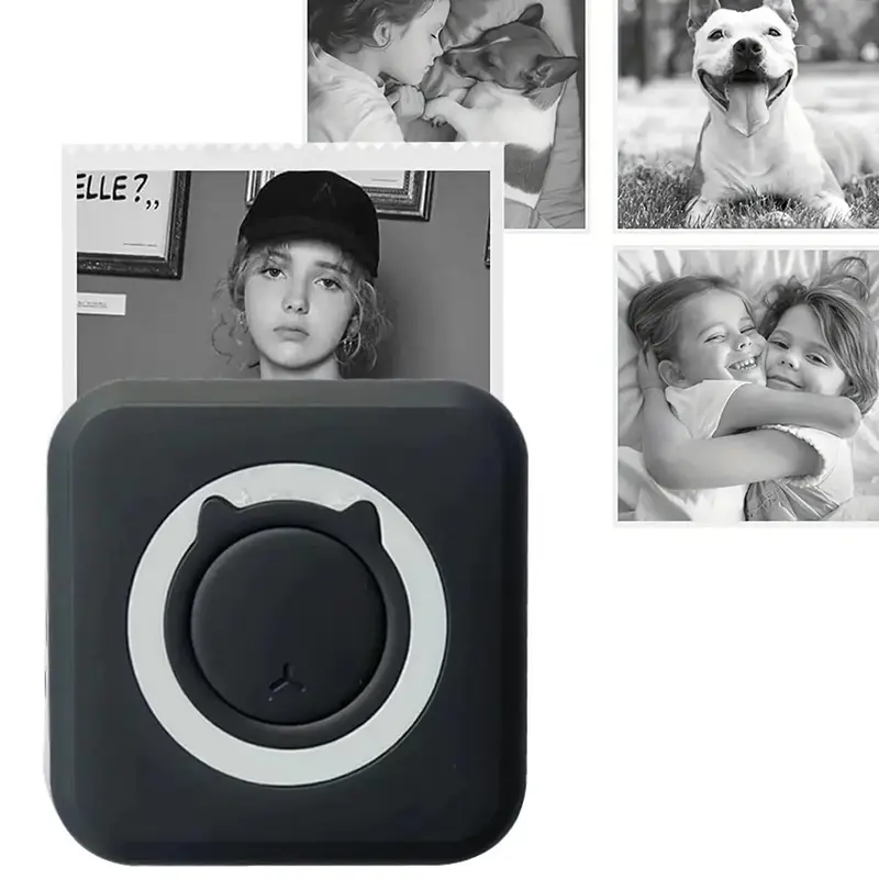 Mini Portable Thermal Printer with Accessories Set, 1 Set Cartoon Cat BT Wireless Photo Printer, USB Charging Instant Photo P...