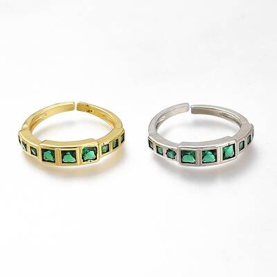 Brass Micro Pave Cubic Zirconia Cuff Rings