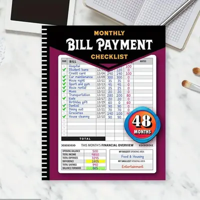 Monthly Bill Payment Checklist, 1/8/10pcs Portable Monthly Budget Tracker, Expense Management Book, Personal Organizer for Ho...
