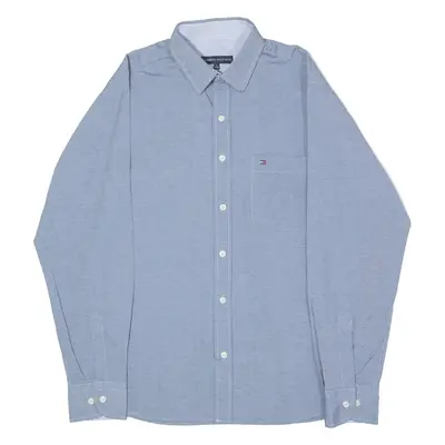 TOMMY HILFIGER Mens Plain Shirt Blue Long Sleeve L