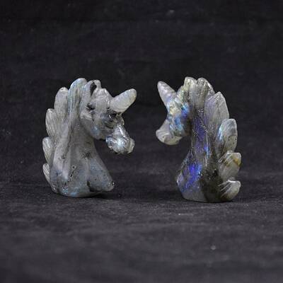 Natural Labradorite Carved Healing Unicorn Figurines