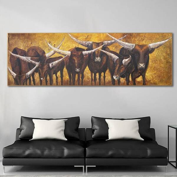 Extra Large Abstract Bulls Paintings On Canvas Original Animals Painting Contemporary Wall Art Modern Oil Acrylic Painting | ...