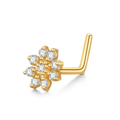 14K Gold Moissanite Flowers Nose Ring