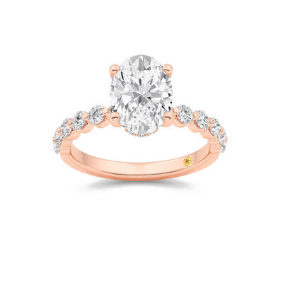 Frost Shared Prong Oval Lab Grown Diamond Engagement Ring | 18K Rose Gold 4 3/4 CT. TW.