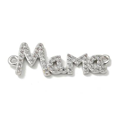Mother's Day Brass Micro Pave Clear Cubic Zirconia Connector Charms