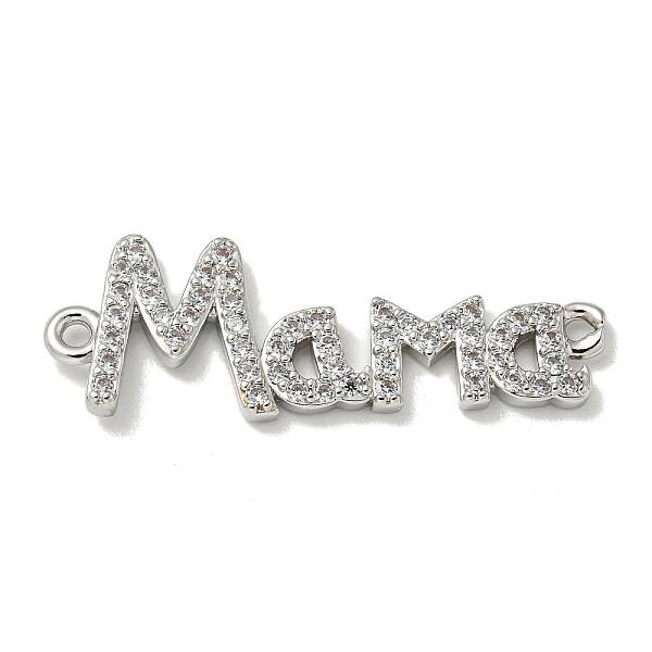 Mother's Day Brass Micro Pave Clear Cubic Zirconia Connector Charms