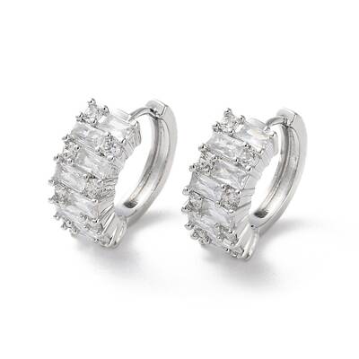 Rack Plating Brass Clear Cubic Zirconia Hoop Earrings