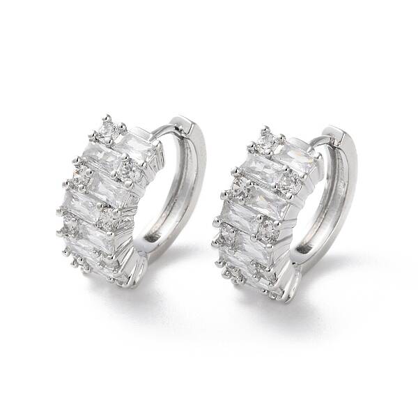 Rack Plating Brass Clear Cubic Zirconia Hoop Earrings