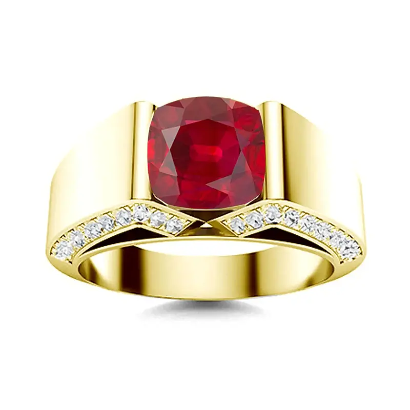10K Gold 1.5 to 5.5 CT.T.W. Princess Cut Ruby Engagement Ring Anniversary Ring for Men