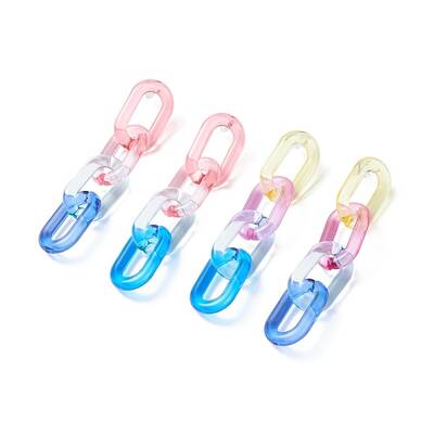 2Pair 2 Color Candy Color Acrylic Cable Chain Tassel Dangle Stud Earrings for Women