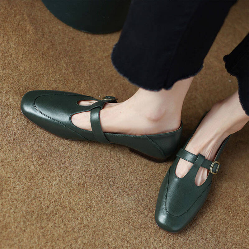 CHIKO Zainabu Square Toe Block Heels T-Strap Shoes