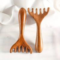 Wooden Scalp Massagers, 1 Count/2 Counts Sandalwood Meridian Comb, Wooden Gua Sha Comb for Neck, Eye & Face Relief, Manual Ma...