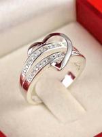 Fashion Heart Shaped Artificial Zircon Decor Ring, Elegant Jewelry for Women for Party, Daily Clothing Decor, Trendy All-matc...