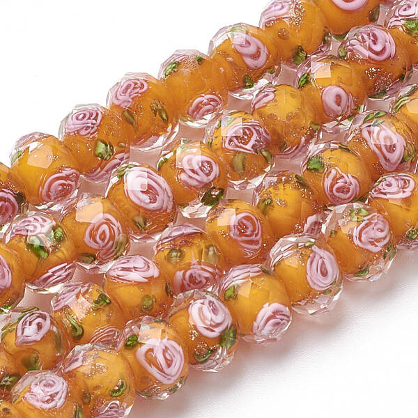 Handmade Gold Sand Lampwork Beads Strands