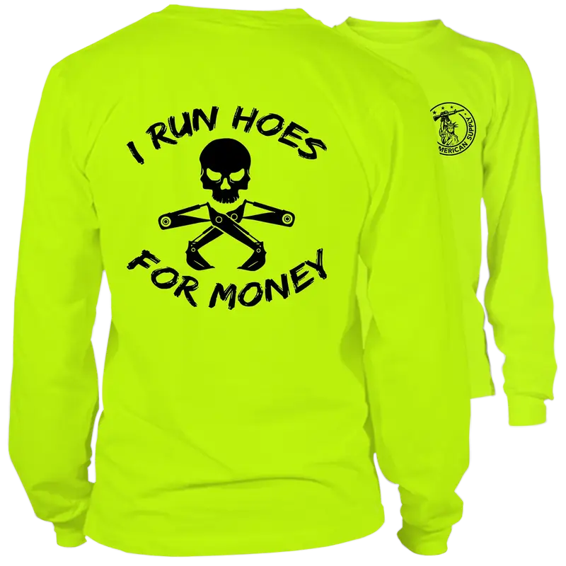 Run Hoes - Long Sleeve Safety Yellow Hi-Vis T-Shirt