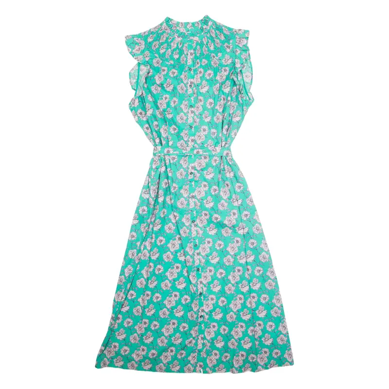 BODEN Womens Maxi Dress Green Floral Short Sleeve Long UK 18