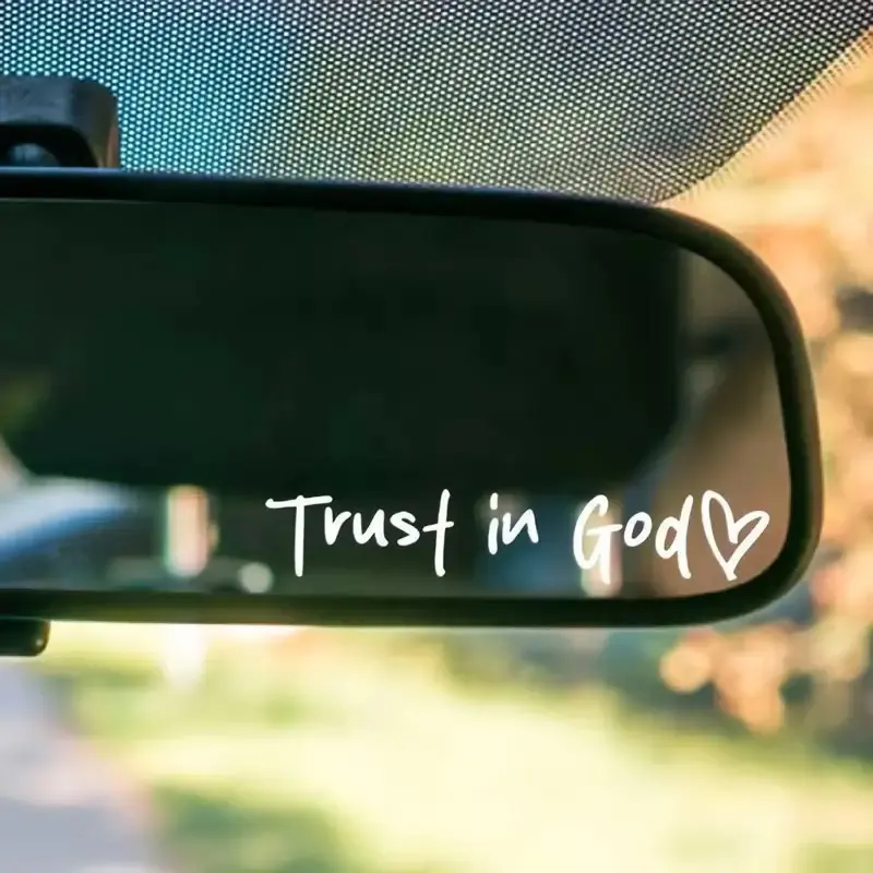 4 pcs (black+white) Trust in God Car Rearview Mirror Sticker, Car Rearview Mirror Decal, Inspirational Vinyl Sticker, Ideal C...