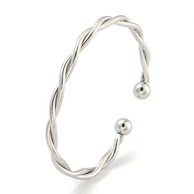 Non-Tarnish Twisted 304 Stainless Steel Cuff Bangles for Women