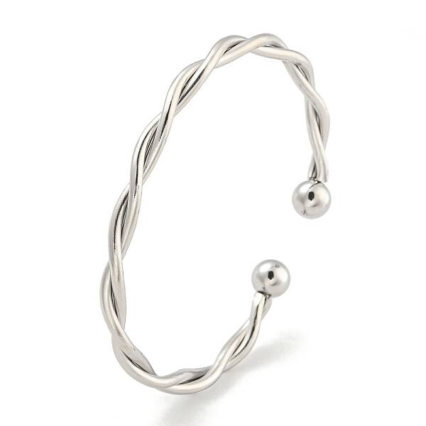 Non-Tarnish Twisted 304 Stainless Steel Cuff Bangles for Women